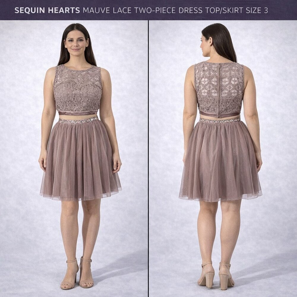 Sequin Hearts Lace Two-Piece Dress Set – Size 3